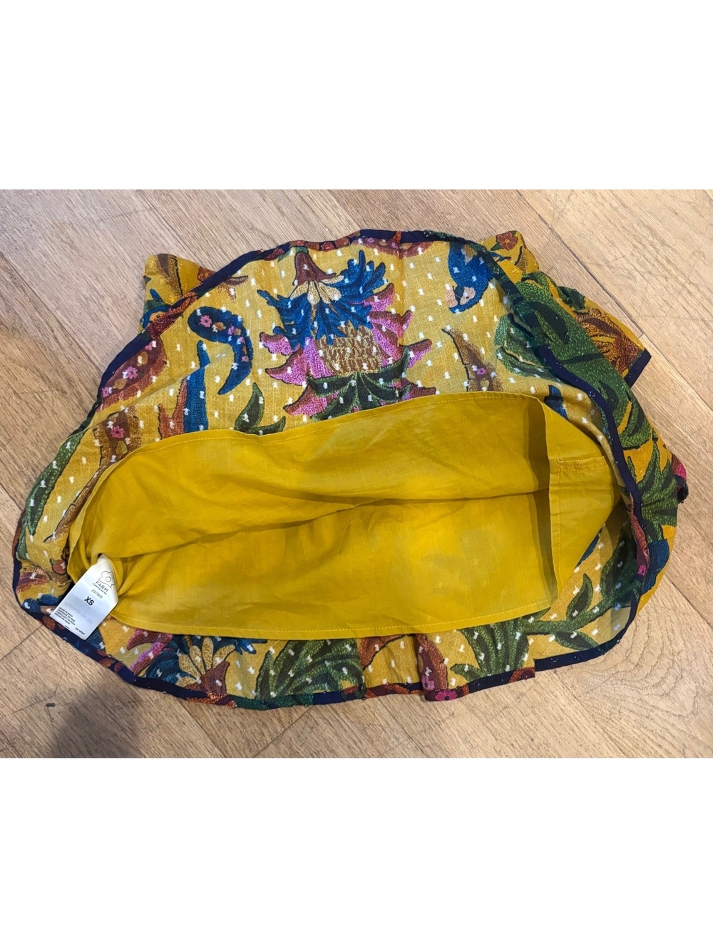 FARM Rio Tropical Tapestry Ruffle Miniskirt In Yellow XS - Picture 8 of 10